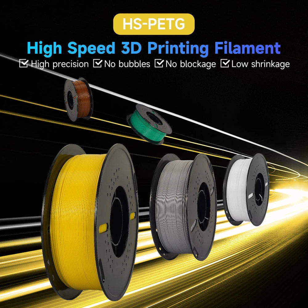 KINGROON Newest HS-PETG 3D Printer Filament 1.75mm High Speed 3D Printing Material Hyper PETG 5KG 10KG Blue & Silver