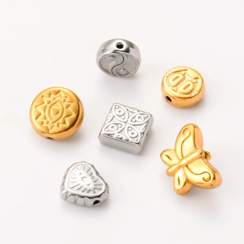5pcs Stainless Steel Butterfly Bee Loose Spacer Beads Charms For DIY Necklace Bracelet Making Findings Accessories