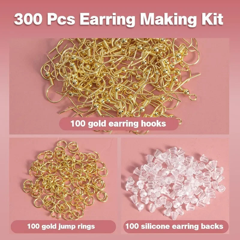 925 Silver Plated & Gold  Earring Hooks  300pcs DIY Hypoallergenic Findings with Jump Rings Earring Backs Kit