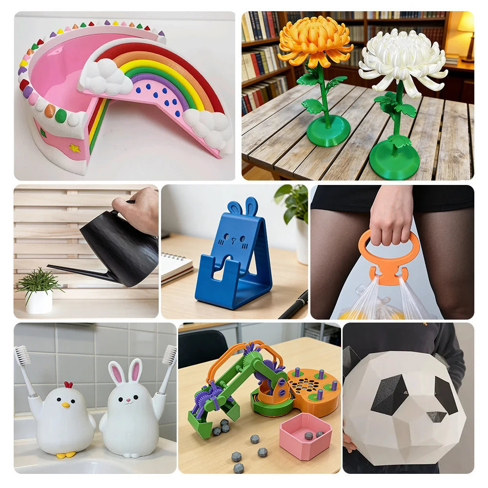 KINGROON 22LBS PETG or PLA filament 3D Printer Filament 10 Rolls 1KG 1.75MM Eco-Friendly Good Toughness Mix Color