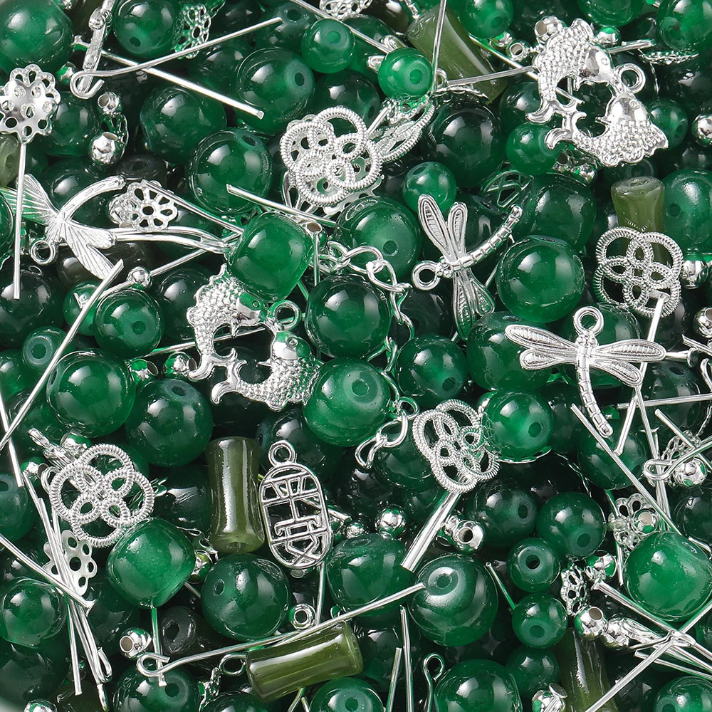 Mixed Glass Beads Metal Pendants For Bracelets & Necklaces