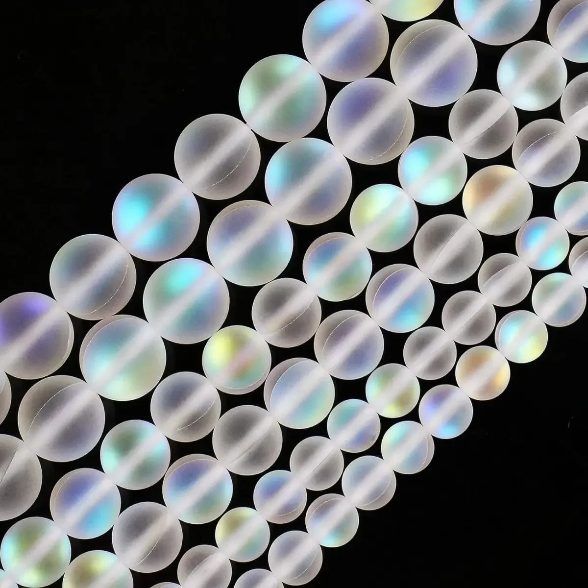 Matte White Aurora Crystal Glass Beads