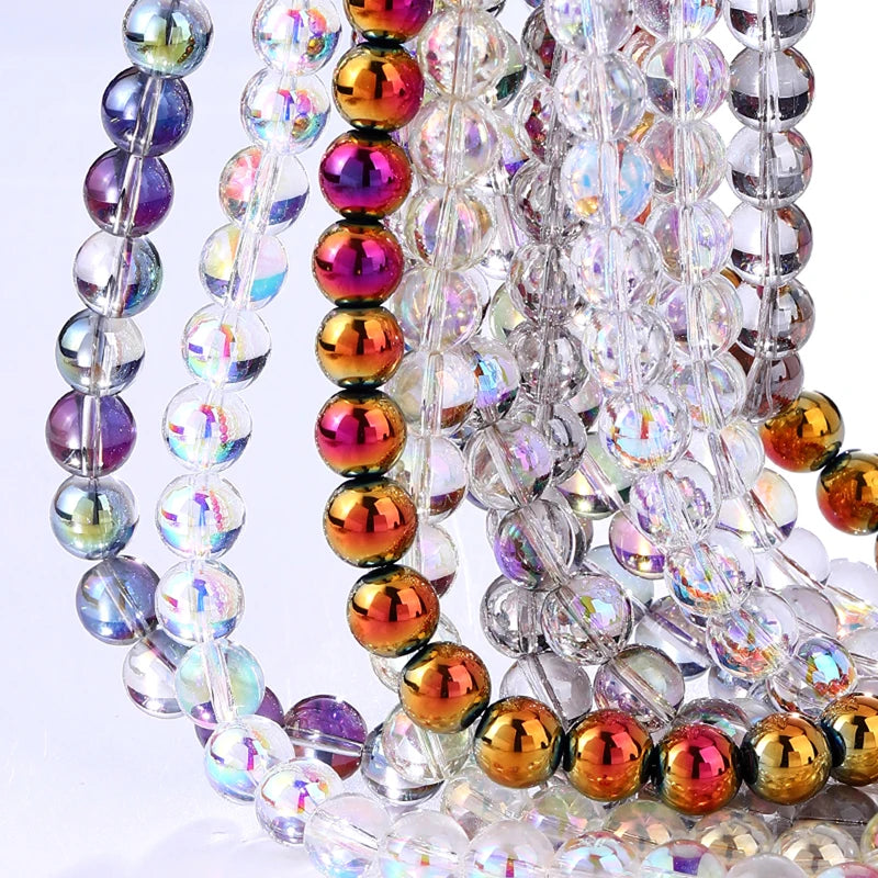 Glass Bubble Round Beads AB Colors for Earring, Bracelets, Necklaces Key Chains Jewelry Making 6-10mm