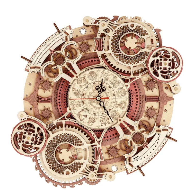 Robotime Wall Clock 3D Wooden Puzzle Set Mechanical Building Kits