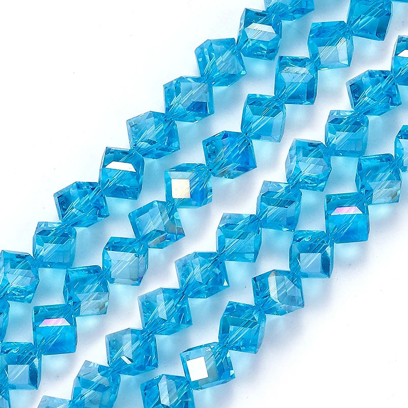 Diagonally Cube Faceted Crystal Glass Beads for Jewelry Making Bracelets, Earrings & Necklaces 4-8mm