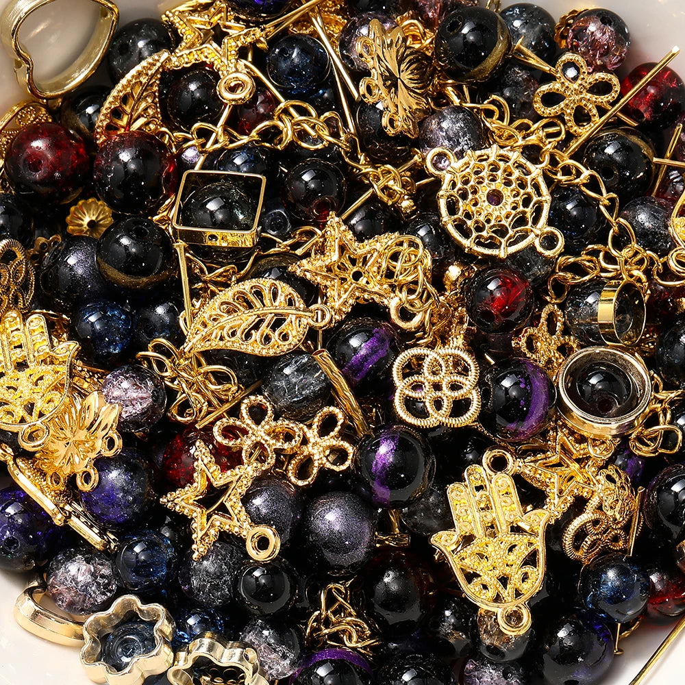 Mixed Glass Beads Metal Pendants For Bracelets & Necklaces