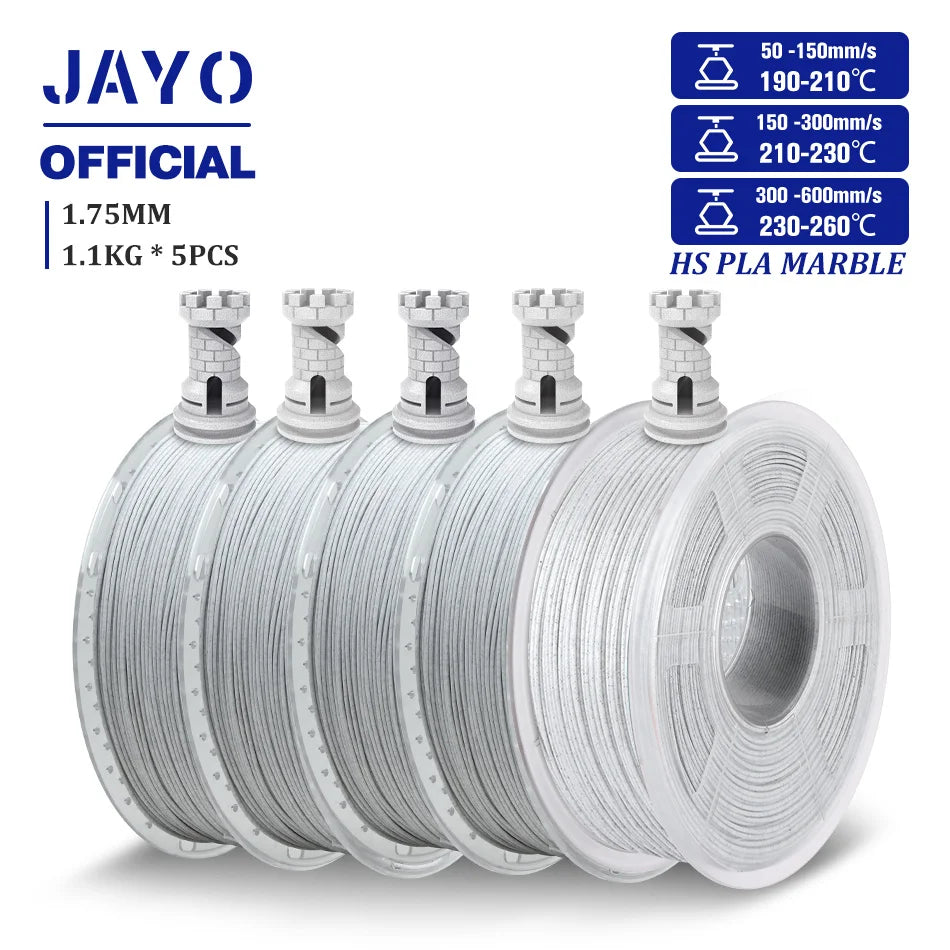 JAYO High Speed Marble  5 Rolls PLA 3D Printer Filament For FDM Marble-Like Texture