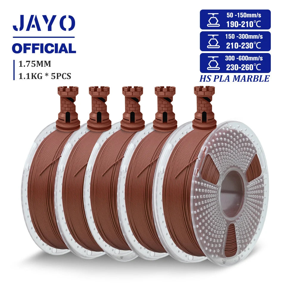 JAYO High Speed Marble  5 Rolls PLA 3D Printer Filament For FDM Marble-Like Texture