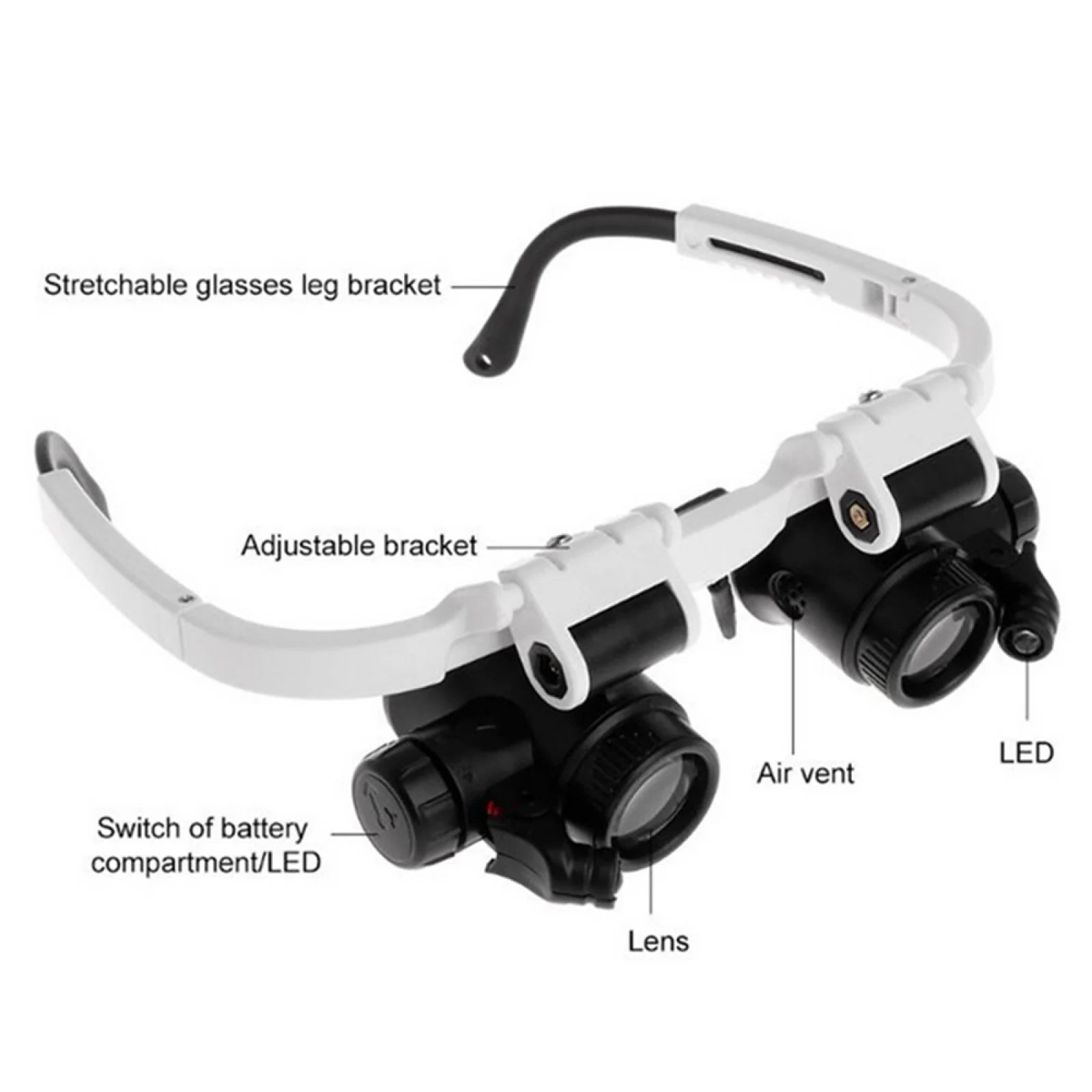 Adjustable Dual Polished Acrylic Lens Jewelry Makers  Magnifier Glass  Eye Loupe 8X 15X 23X