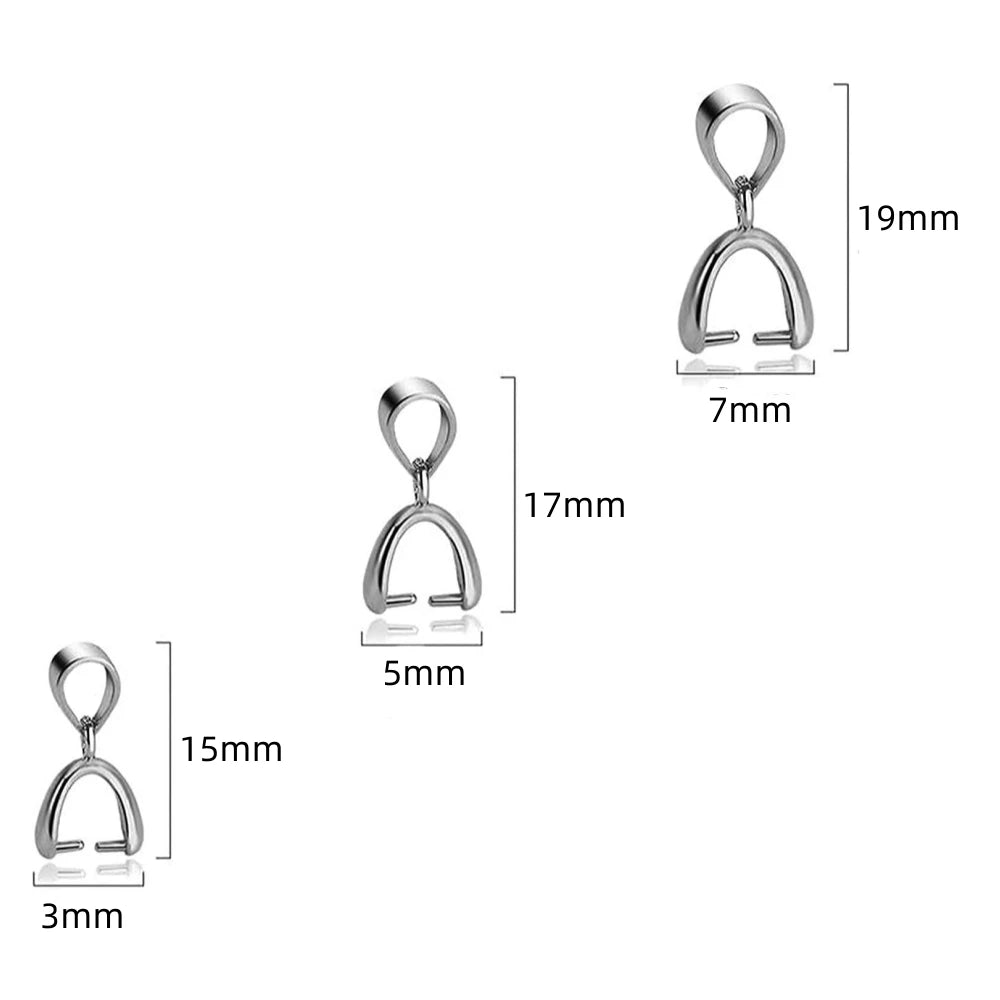Stainless Steel Pendant Pinch  Bail  Necklace Pendants Jewelry Making 10/20pcs