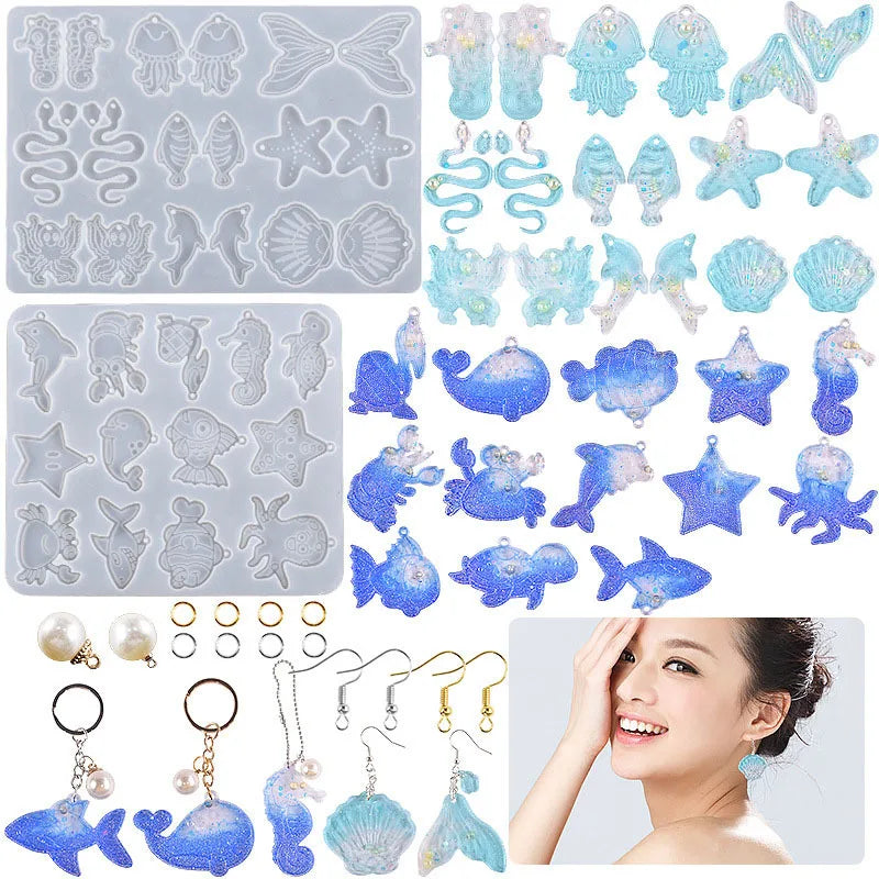 Ocean Series Silicone Resin Molds Fish Seashell  Earring Keychain  Jewelry Making