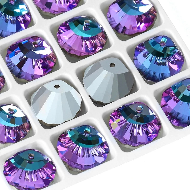 Shell Crystal Charms, Necklaces,  Pendants for Jewelry Making  16mm  12Pcs