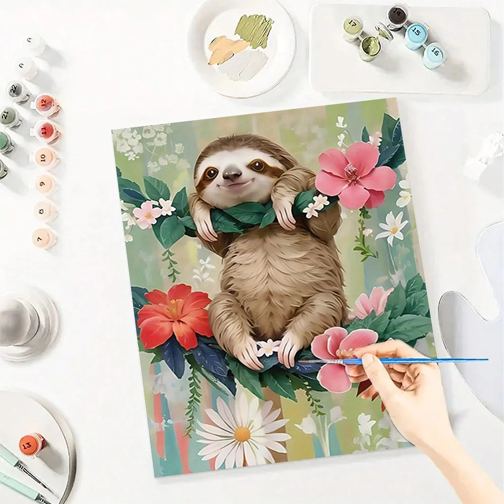 Cute Sloth Art Paint By Numbers Kit