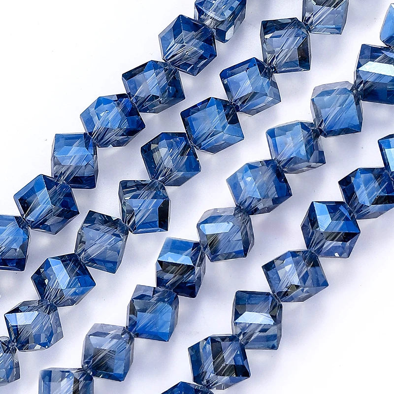 Diagonally Cube Faceted Crystal Glass Beads for Jewelry Making Bracelets, Earrings & Necklaces 4-8mm