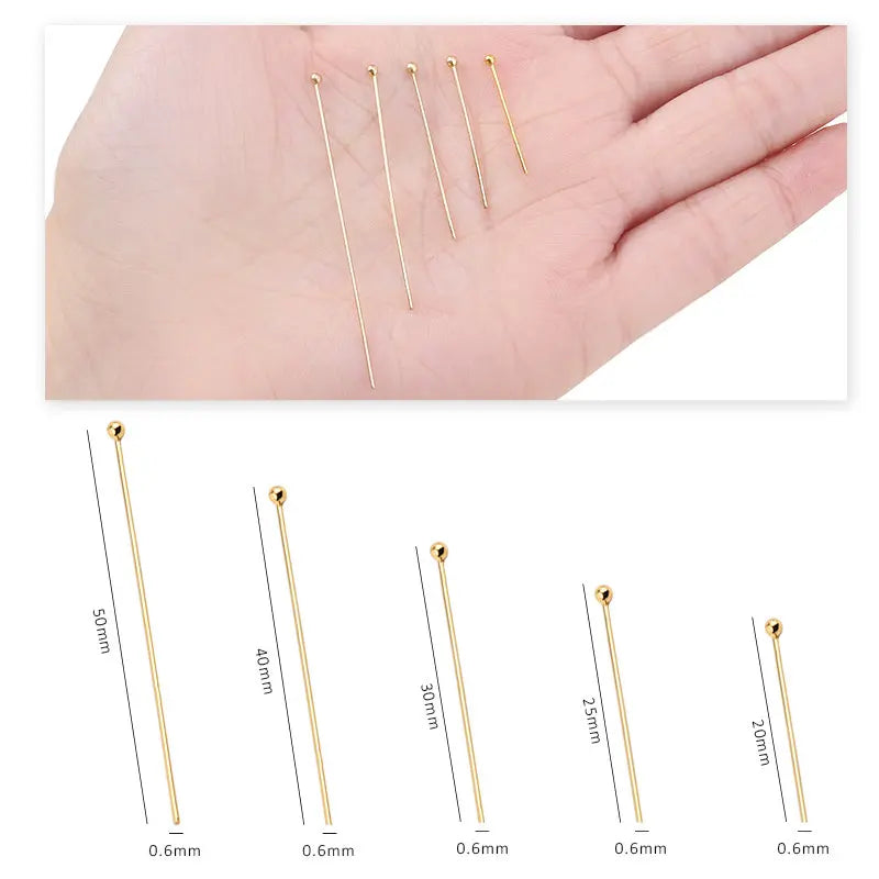 Stainless Steel Ball Head Pins Silver Gold Plated Eye Pins 50pcs/100pcs