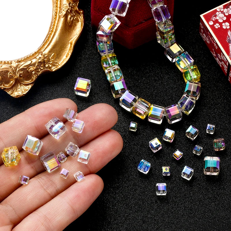 Austrian Crystal Cube Beads AB Colorful  4/6/8mm 50/100PCS