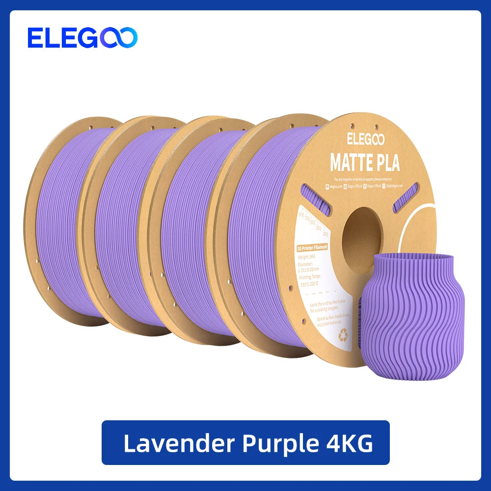 Matte Filament PLA 1KG for FDM 3D Printer PLA ELEGOO Dimensional Accuracy +/- 0.02mm