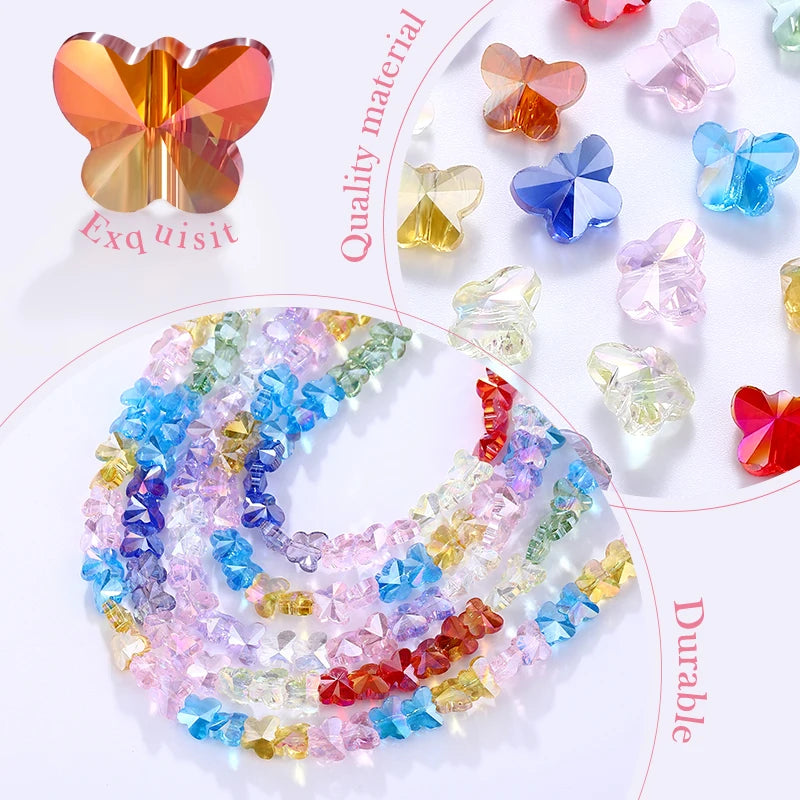 Colorful Crystal Butterfly Beads for Bracelets, Necklaces, Earring, 8x10mm
