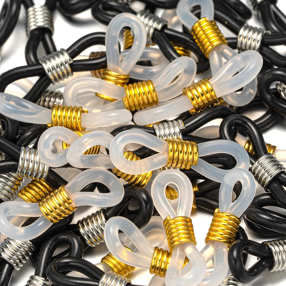 Eyeglass Chain End Adjustable Spring Rubber End Connector for Eye Glasses Sunglasses Cord Holder 50Pcs