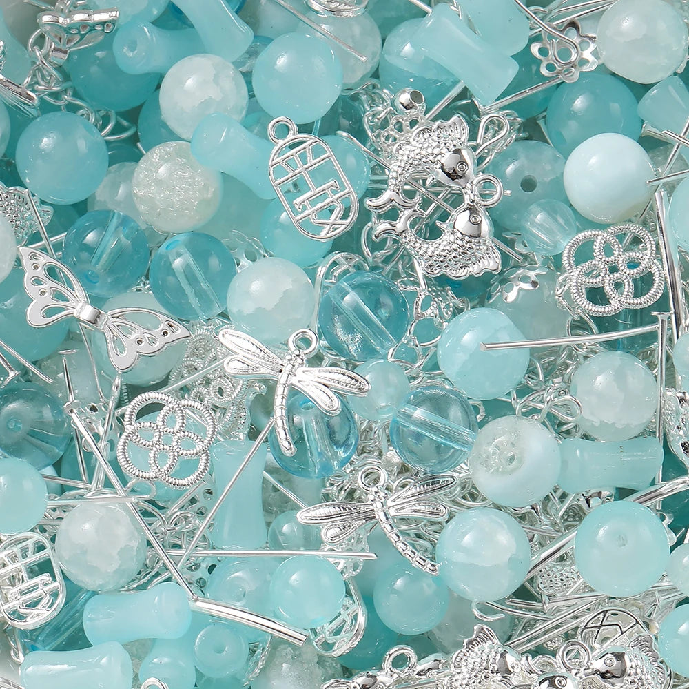 Mixed Glass Beads Metal Pendants For Bracelets & Necklaces
