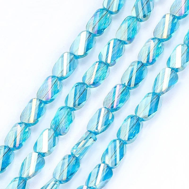 Faceted Glass Twisted Beads AB Color  Jewelry Bracelet Necklace Earring Making 2 Sizes