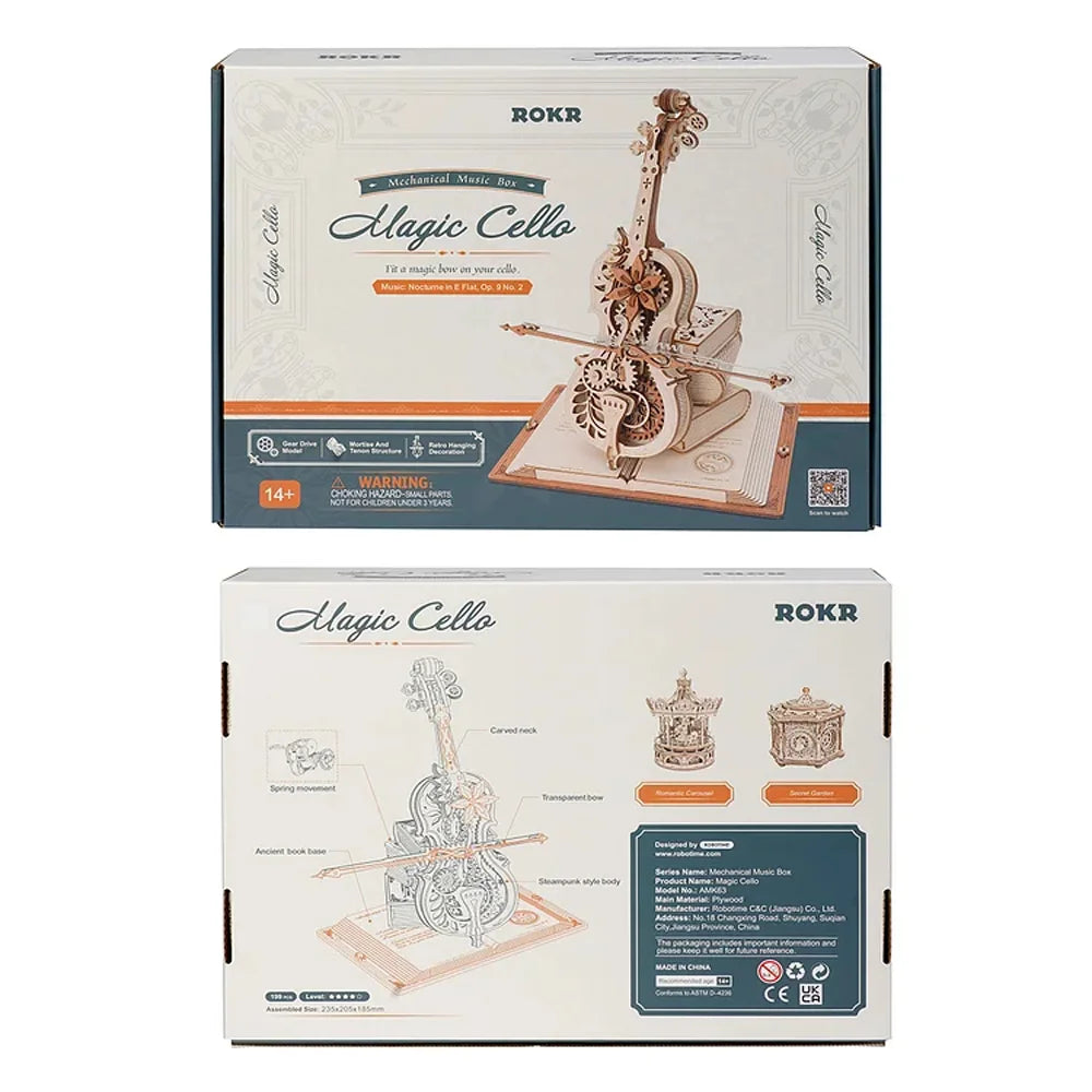 3D Wooden Puzzle  Magic Cello Mechanical Music Instrument