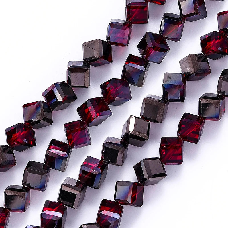 Diagonally Cube Faceted Crystal Glass Beads for Jewelry Making Bracelets, Earrings & Necklaces 4-8mm