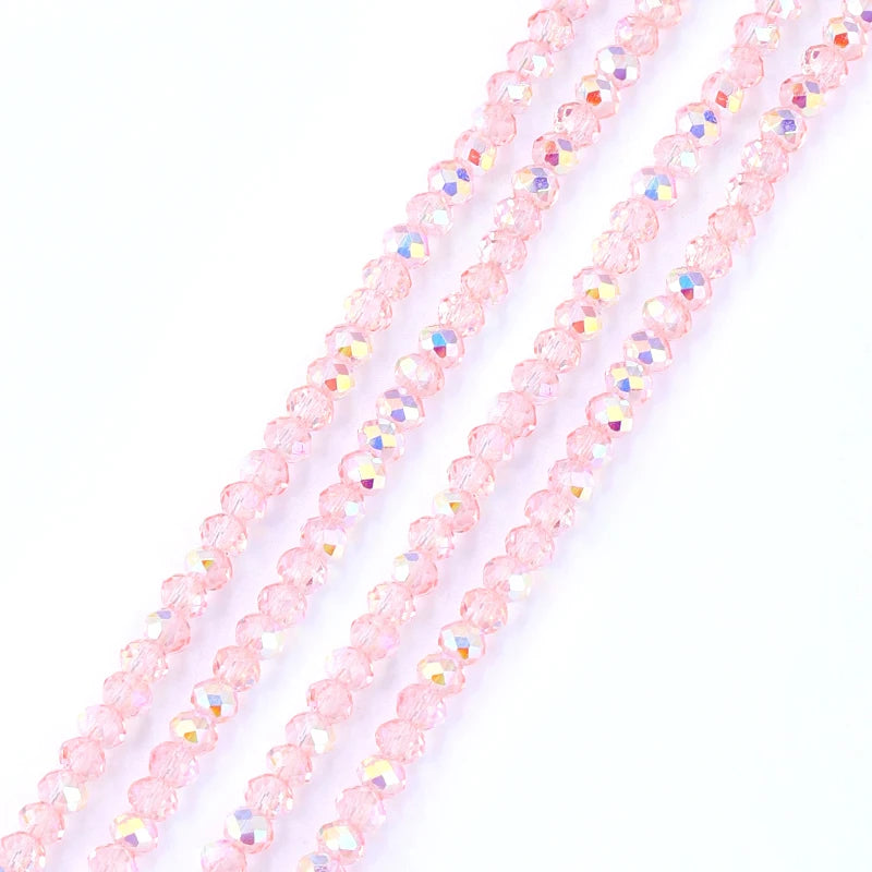 3mm Faceted Round Glass Bead Strands Color Crystal AB   Briolette, Rondelle,  Spacers for Jewelry Making