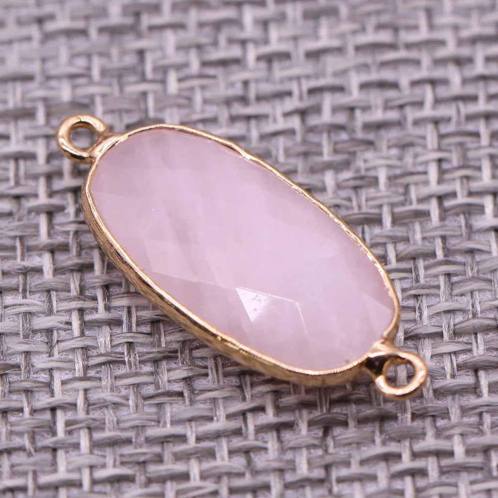 Double-hole Connector Amethyst Pendant, Perfect for DIY Bracelets, Necklaces, and Jewelry Making. New Natural Stone Multi-faceted Crystal Quartz Charm
