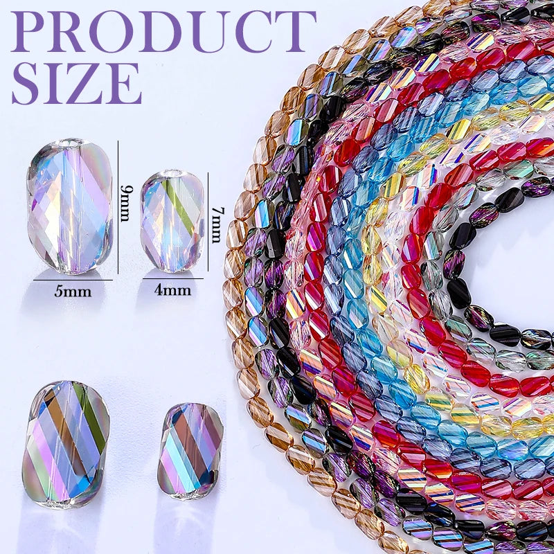 Faceted Glass Twisted Beads AB Color  Jewelry Bracelet Necklace Earring Making 2 Sizes