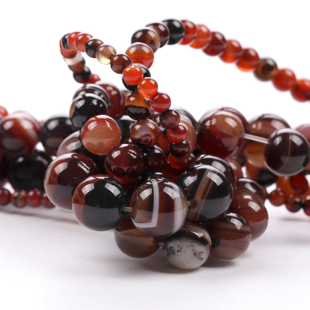 Natural Dream Stripe Agate Stone Round Beads for Jewelry Making  Bracelets Necklace Earrings  15" 4mm-12mm