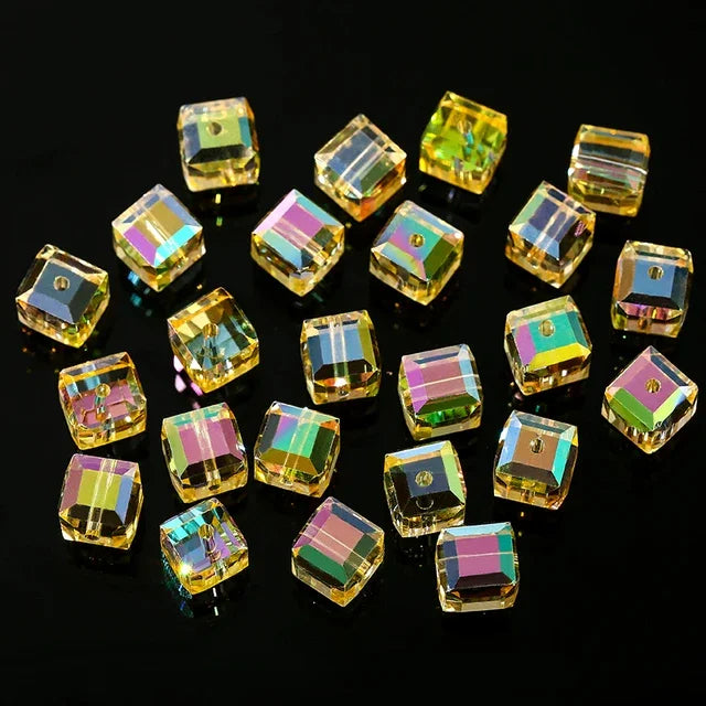 Crystal Beads AB Cube Austria Beads for Jewelry Making Bracelet Earrings Necklace 50/100PCS 4/6/8mm