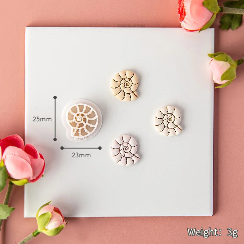 Ocean Sea Polymer Clay Cutters Summer Beach Earring Embosser Cutter Shell Conch Fish Tail Shape Earring Mold for Pendant Jewelry