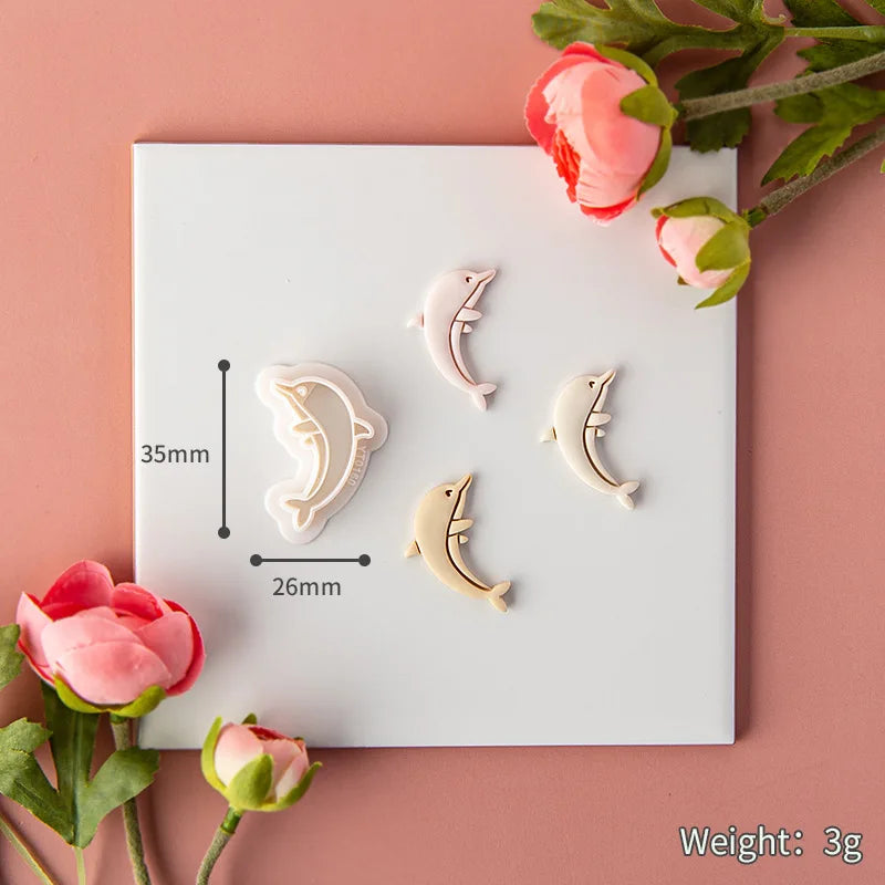 Ocean Sea Polymer Clay Cutters Summer Beach Earring Embosser Cutter Shell Conch Fish Tail Shape Earring Mold for Pendant Jewelry