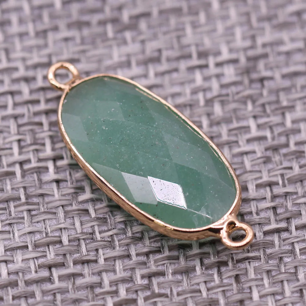 Double-hole Connector Amethyst Pendant, Perfect for DIY Bracelets, Necklaces, and Jewelry Making. New Natural Stone Multi-faceted Crystal Quartz Charm