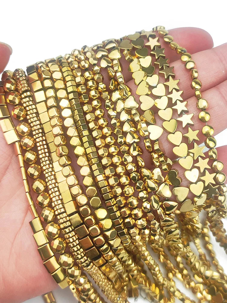 AAA+ Retention Color Natural Gold Plated Hematite  Loose Beads For Jewelry Making