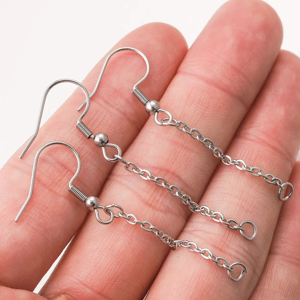 Stainless Steel Dangle Earring Wires Extension Chain Connector Hypoallergenic  Jewelry Findings 10pcs