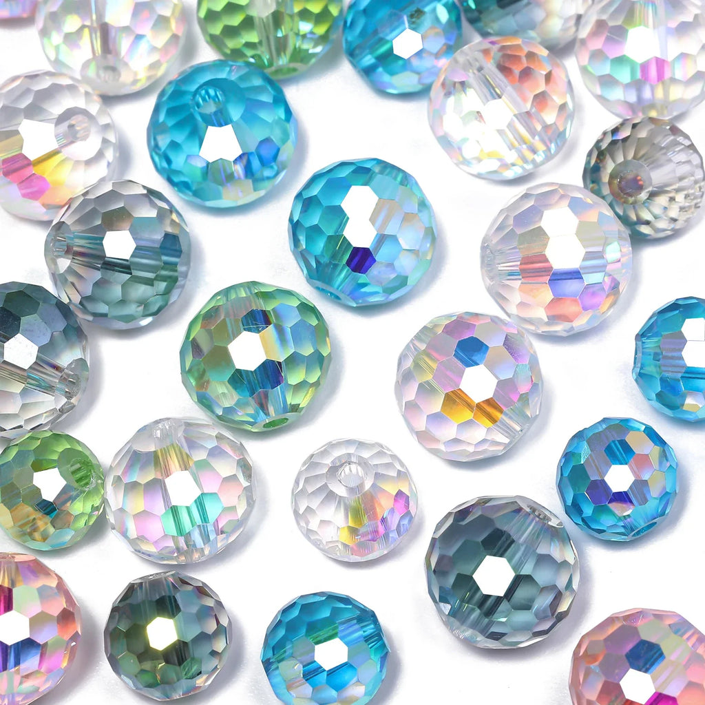 Vibrant Austrian Crystal Glass Beads 6-10mm Faceted Round  for Jewelry Making 30-50pcs
