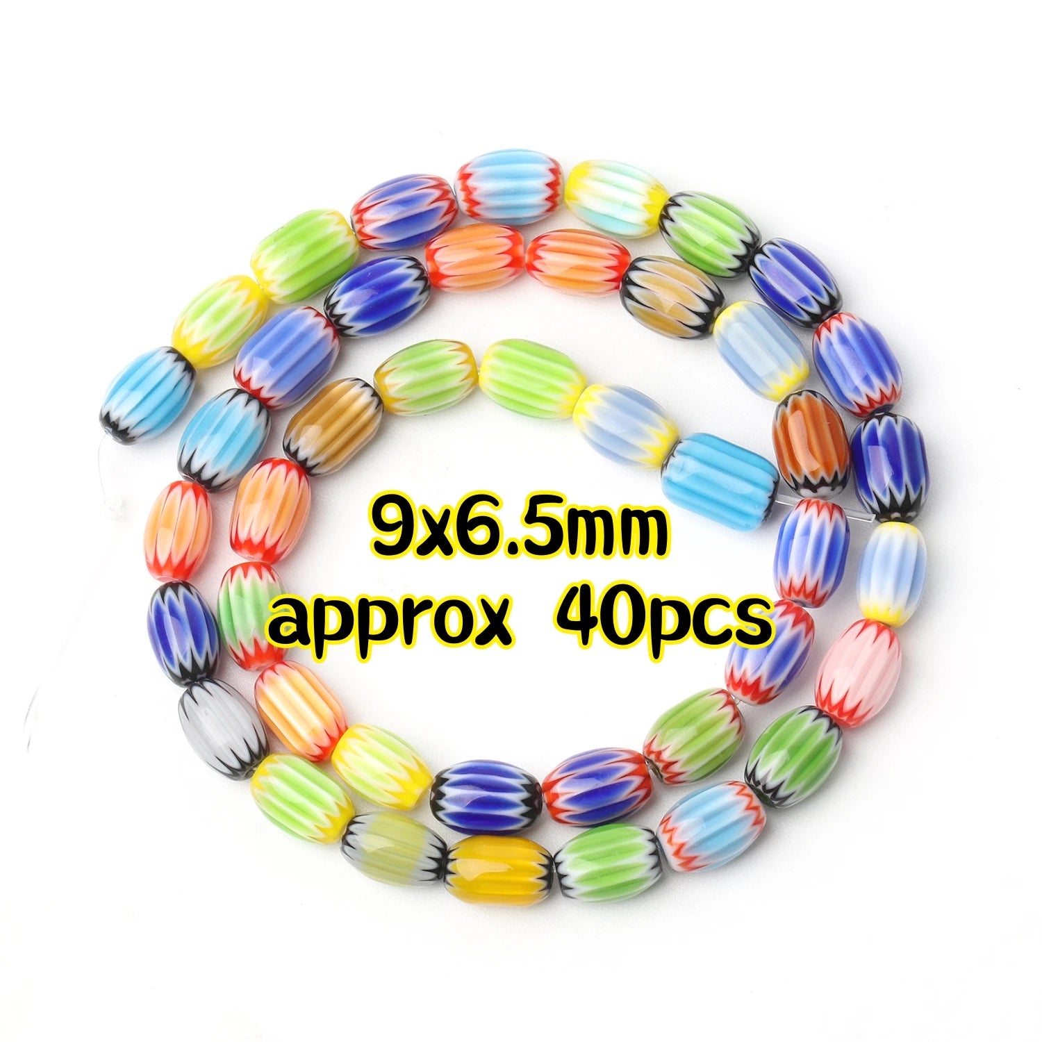 Multicolored Murano Glass Beads with Floral Dots in Various Types & Sizes, Oval and Round Loose Beads for Jewelry Making