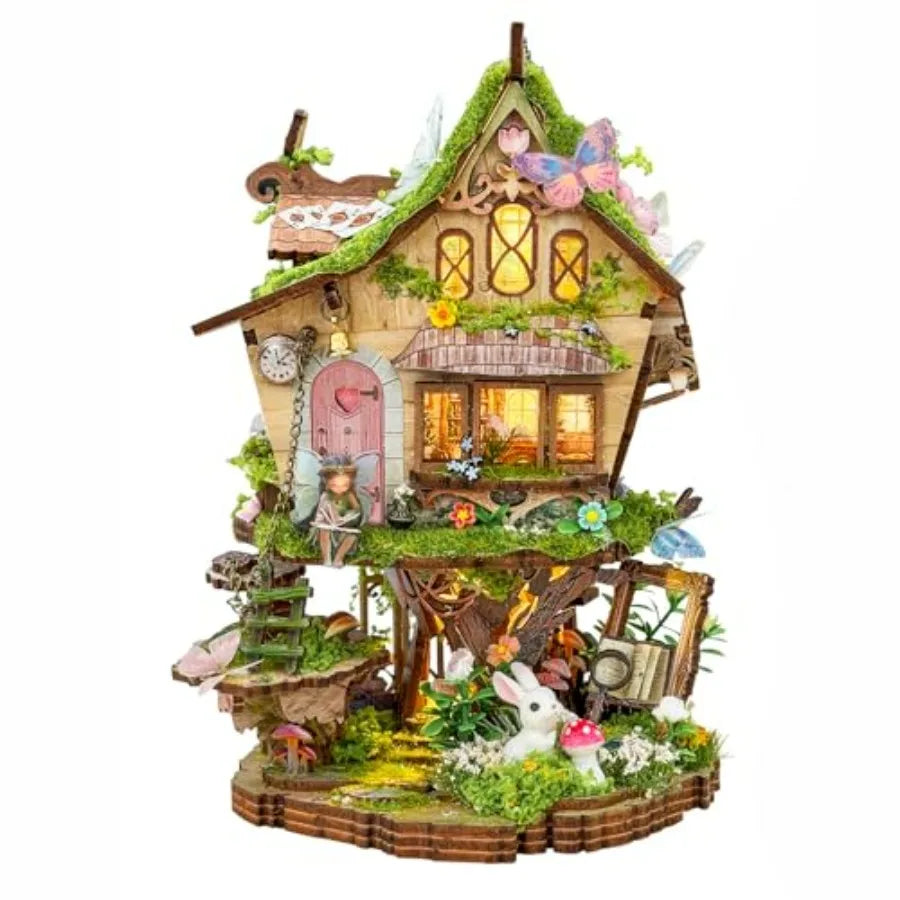 Book Nook Kit Miniature House Kit DIY Crafts for Adults Tree House Wooden Bge with Detailed Design and Easy Assembly