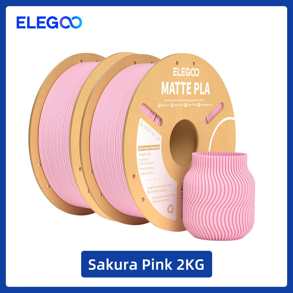 Matte Filament PLA 1KG for FDM 3D Printer PLA ELEGOO Dimensional Accuracy +/- 0.02mm