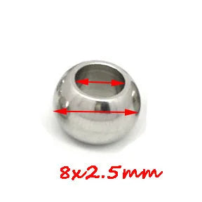 Stainless Steel  European Ball Metal Big Hole Spacer Beads for Jewelry Making Bracelets Necklaces  2 mm-12 mm  100pcs