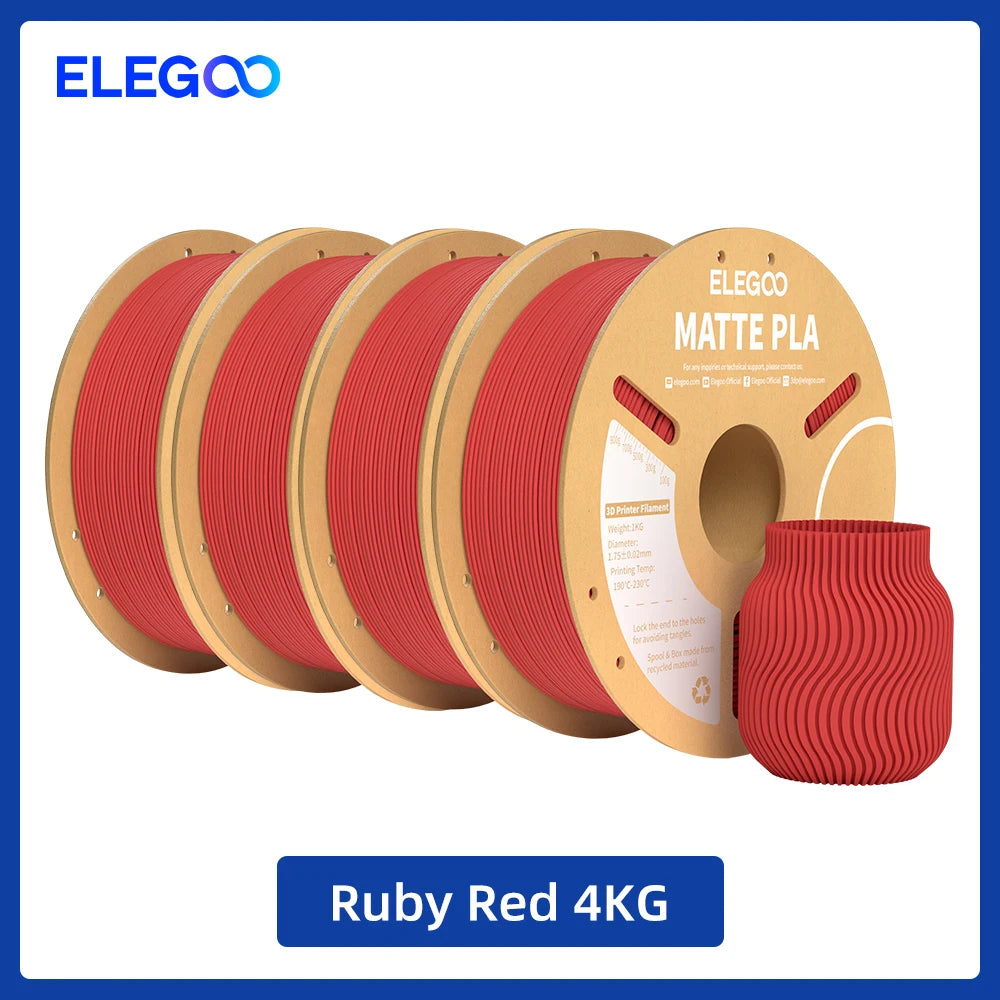 Matte Filament PLA 1KG for FDM 3D Printer PLA ELEGOO Dimensional Accuracy +/- 0.02mm