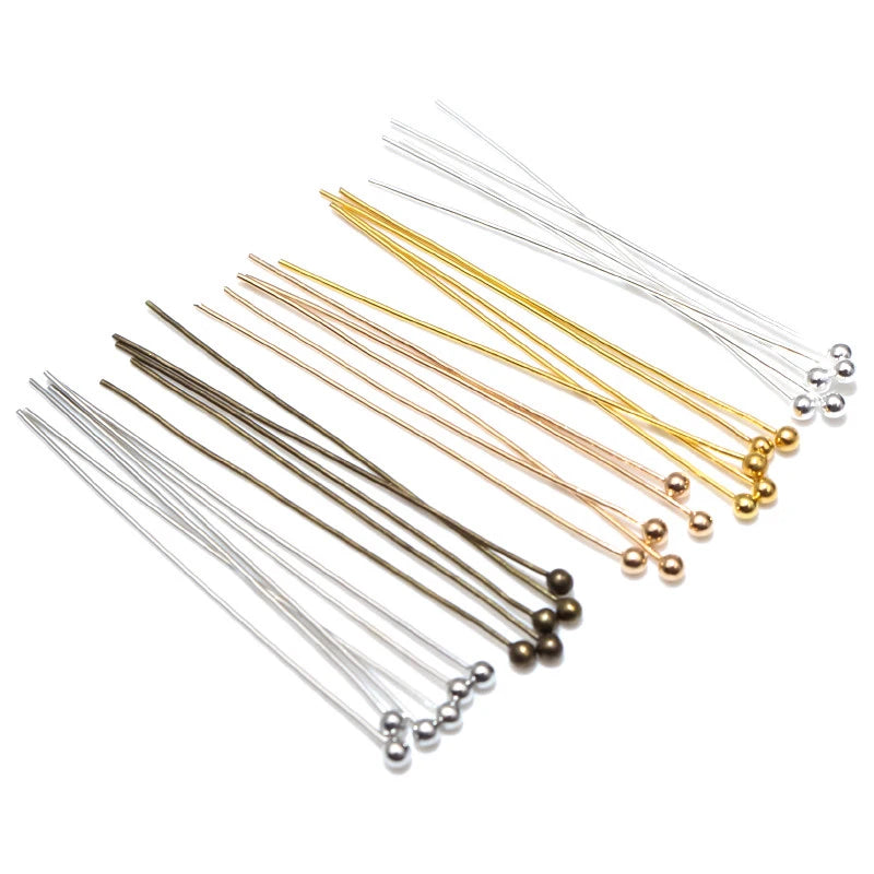 Rhodium. Gold, Silver & Bronze Color Metal Ball Head Pins For Jewelry Making Findings  0.5mm  200 Pieces 16 20 25 30 40 45 50mm