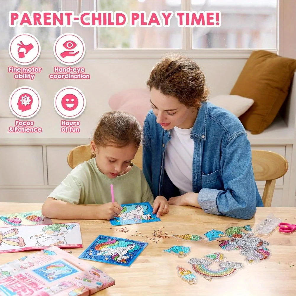 JOYFY 16  Gem Painting Kids Diamond Gem Painting Kit with 5D Gem for Girls Ages 6-Boys &Girls 12 Gem Craft