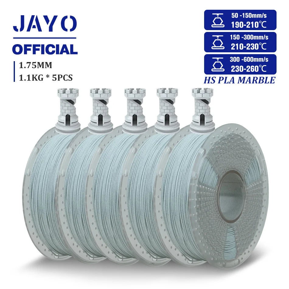 JAYO High Speed Marble  5 Rolls PLA 3D Printer Filament For FDM Marble-Like Texture