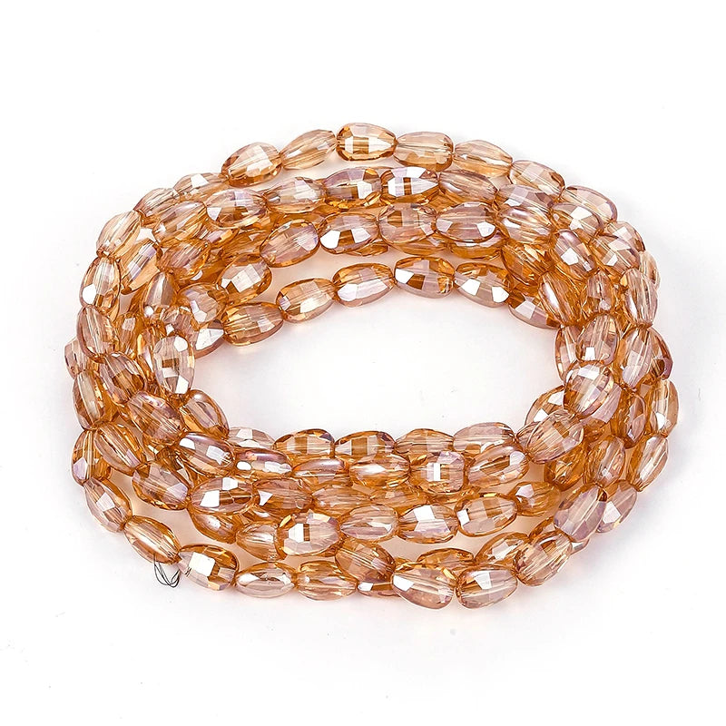 Faceted Glass Beads for  Jewelry Making Bracelet Necklace Earring Keychains 10 Colors 6x8mm