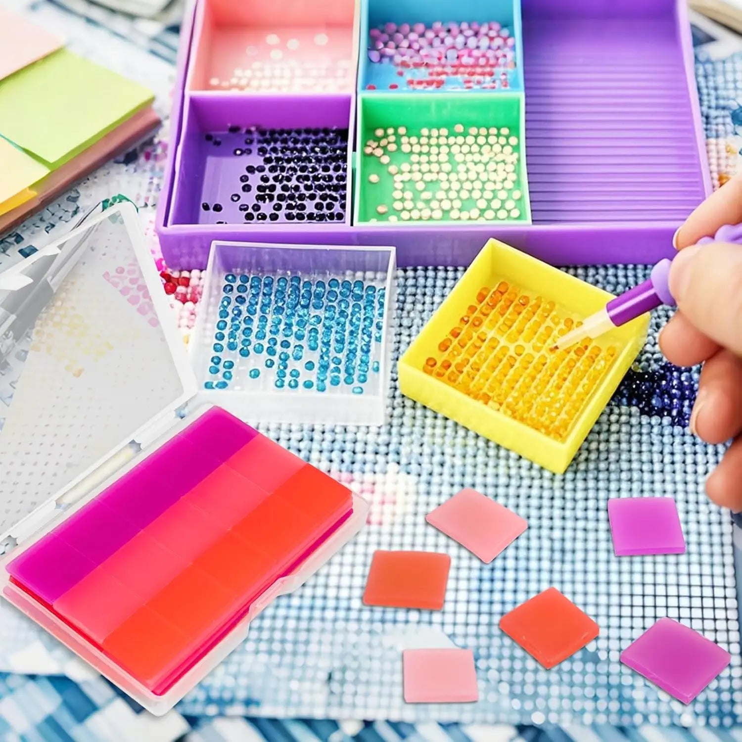 Diamond Art Wax Refills with Storage Box, 0.8x0.8 Inches for Crafting 90 Pcs