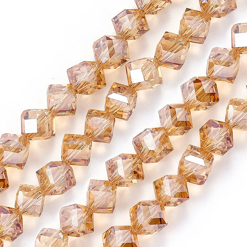Diagonally Cube Faceted Crystal Glass Beads for Jewelry Making Bracelets, Earrings & Necklaces 4-8mm