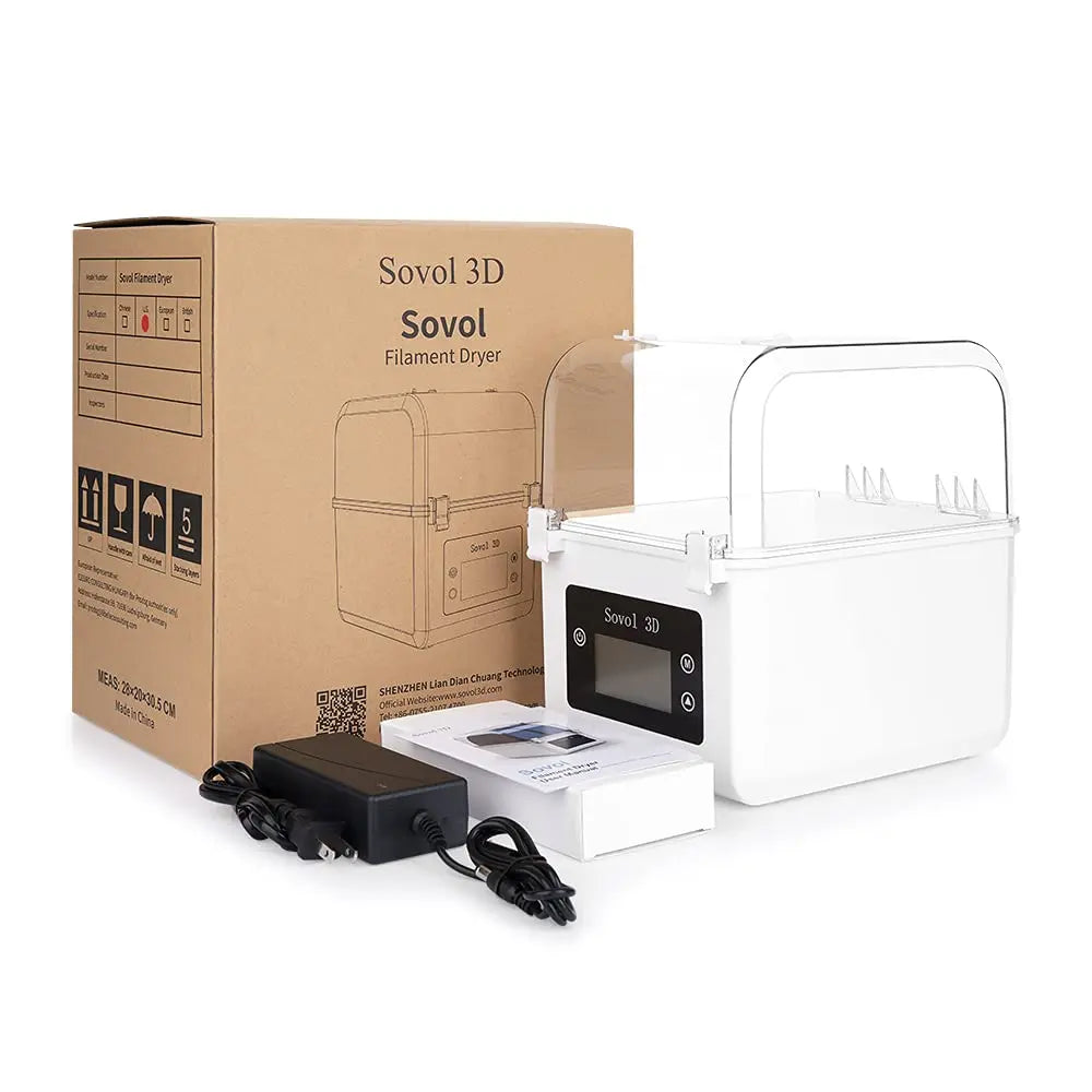 Sovol 2 Rolls Filament Dehydrator Spool Holder Dry Box for 1.75mm, 2.85mm ABS PLA PETG TPU FDM Material 3D Printer